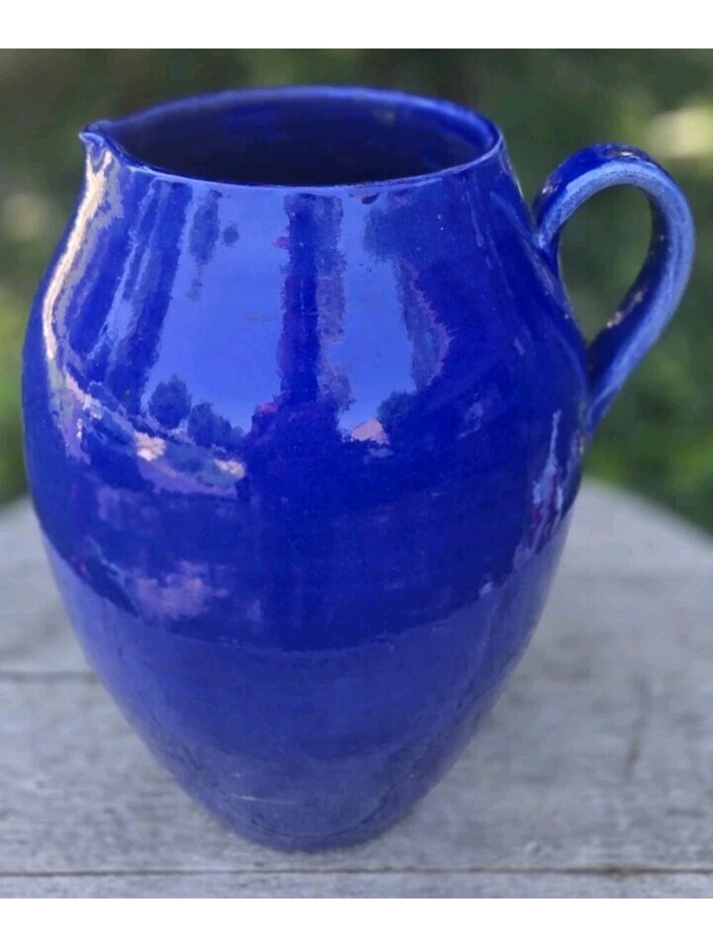 Cobalt Blue Pottery Vase Handmade In Portugal Vase 13X11 Inches 1 Chip